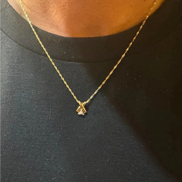 14K Gold & Diamond Necklace & Earrings - Picture 14 of 15